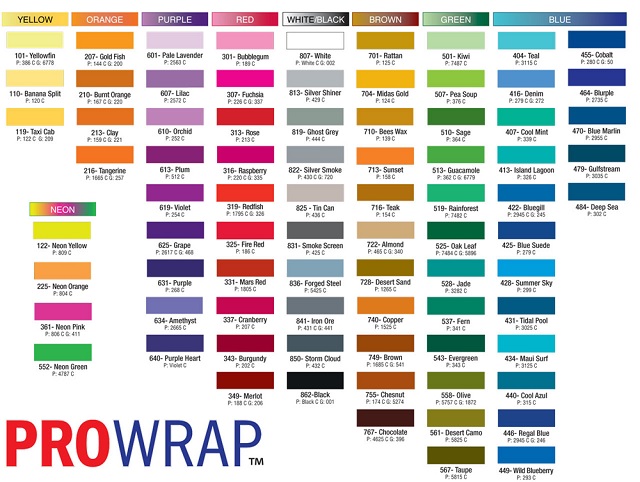 ProWrap guide wrapping thread comes in a wide variety of colors